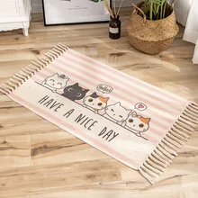 Богемные хлопковые льняные ковры ручной работы 60x90 см геометрический напольный коврик для спальни гостиной ковер с кисточками домашний декор