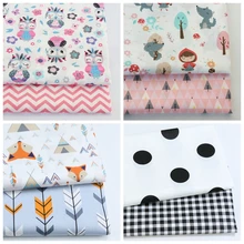 2 шт. сова, лиса, узор в горошек, в клетку, саржевая ткань с принтом для детей, лоскутное шитье, стеганая пряди