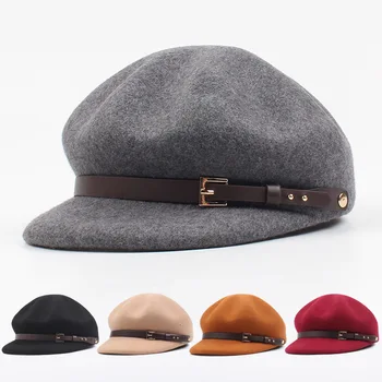 

Wool Beret Women Autumn Winter Octagonal Cap Fashion Elegant Newsboy Hat Artist Painter Cap