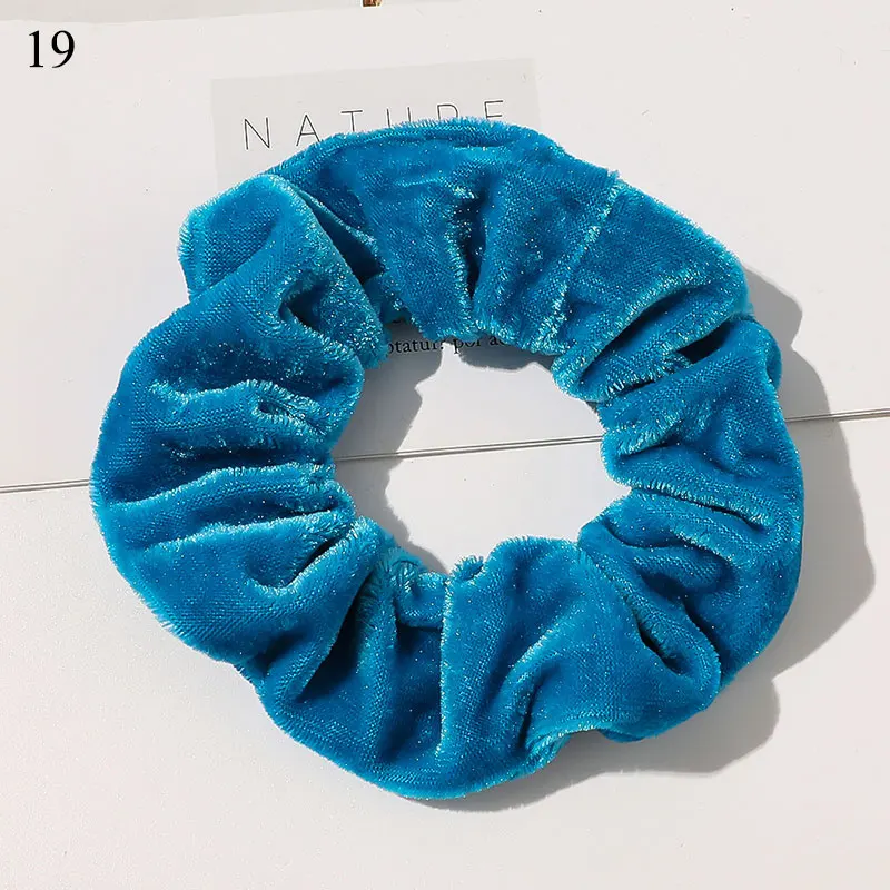 Winter Shiny Velvet Scrunchies Candy Color Soft Girls Hair Rope Hair Accessories Rubber Band Elastic Hair Bands Ponytail Holder mini hair clips Hair Accessories