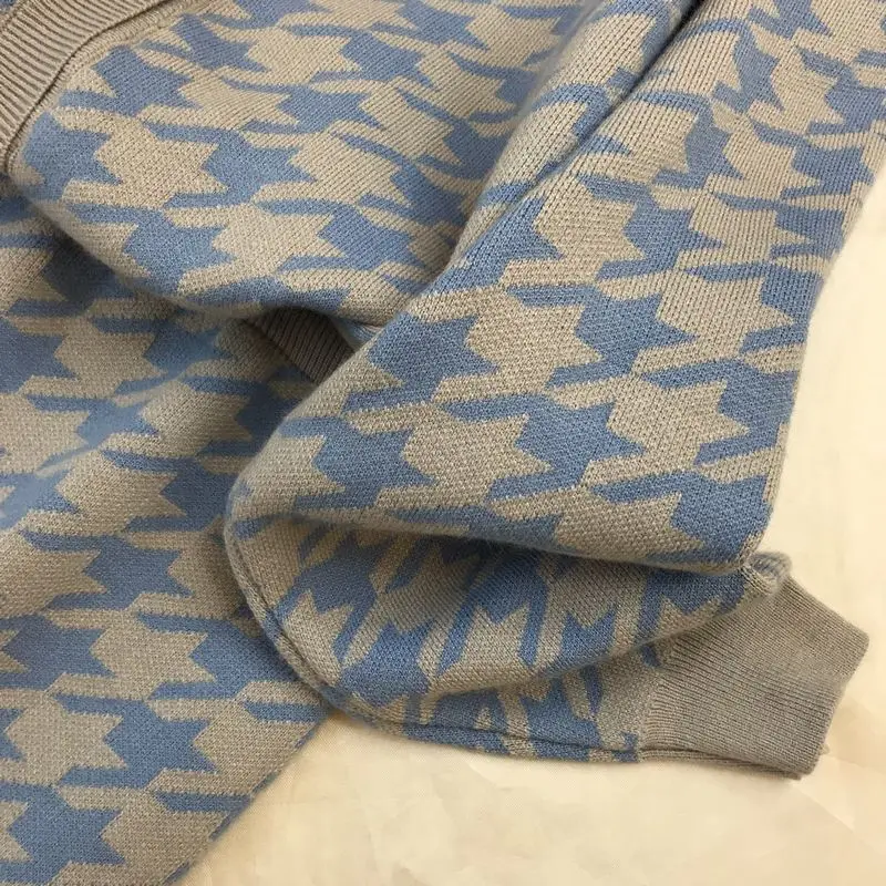 ALPHALMODA/женские кардиганы и юбки, модный вязаный комплект из 2 предметов с рисунком «гусиная лапка», свитер с длинными рукавами, мини-юбка, комплект из 2 предметов