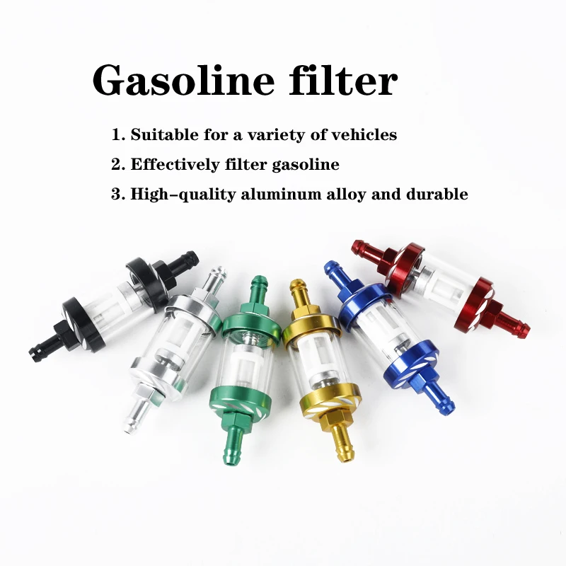 

1Pcs 4Color Universal Motorcycle Oil Fuel Filter 1/4'' 6mm Pit Glass Motorcycle ATV Dirt Bike Oil Cleaner Inline Fuel Gas Filter
