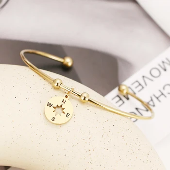 

CACANA 316L Stainless Steel Open Bracelet Gold Color Compass Simple Trendy Jewelry For Women Bracelets Wedding Party Gifts N1946