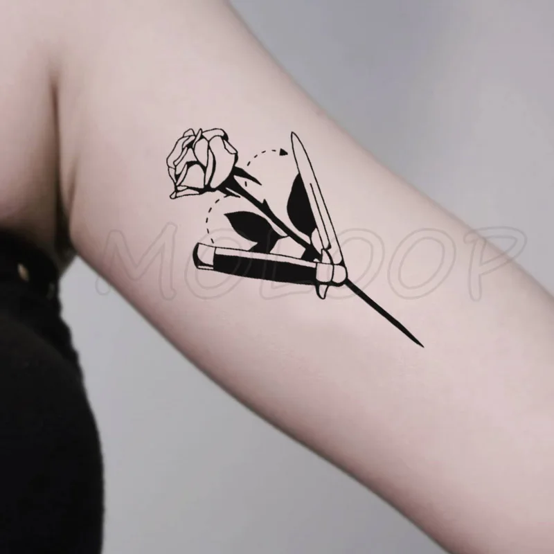 Waterproof Temporary Tattoo Stickers Rose Dagger Flower Arrow Small Size Tatto Flash Tatoo Fake Tattoos for Kid Girl Women | Красота и