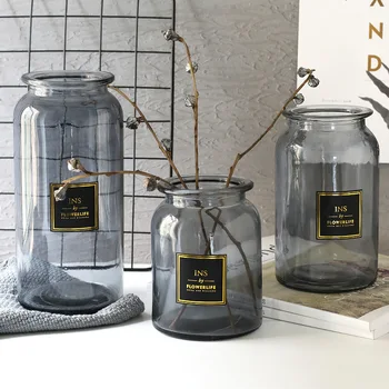 

1/3PCS Vases Glass Vase Home Decoration Frosted Photo Props Transparent Bottle Hot Gold Stamping Nordic Hydroponic Plant Vase