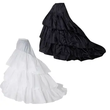 

Bridal Bridal Wedding Dress Trailing Skirt Large 3-layer Ruffled Petticoat Elastic Waist Black White Lolita Petticoats Slip