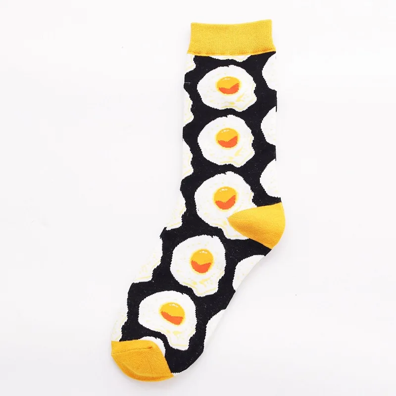 Fashion personality funny long socks ladies casual warm long cotton happy pop hip hop style street tide avocado egg couple socks - Color: White