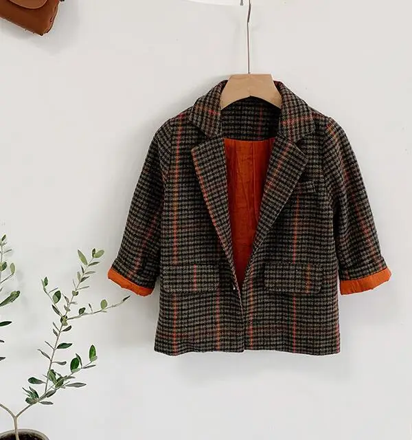 new wholesale girls boys plaid coat autumn cotton full sleeve kids jacket 2-7t HX712