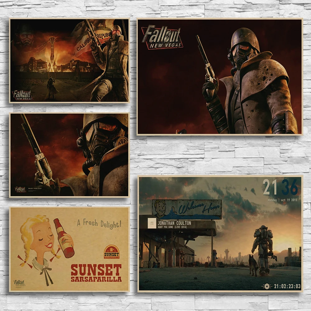 

Fallout 3 4 Game Poster Fallout Series Game retro Poster Retro Kraft Paper Bar Cafe Home Decor Painting Wall Sticker