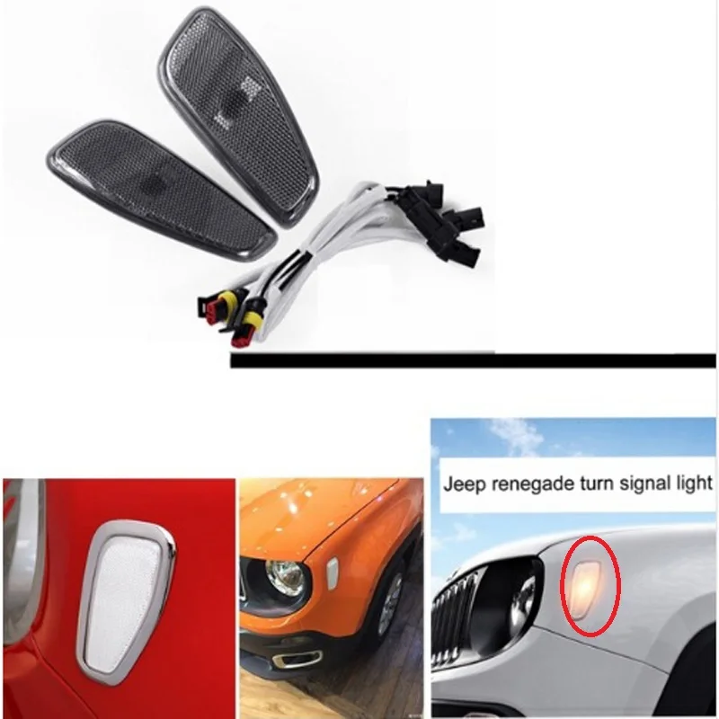 

For Jeep Renegade 2014-2017 Side Reflection Warning Turn Signal Light Lamp Front Turn Signals Side Light & Cover White//smoke