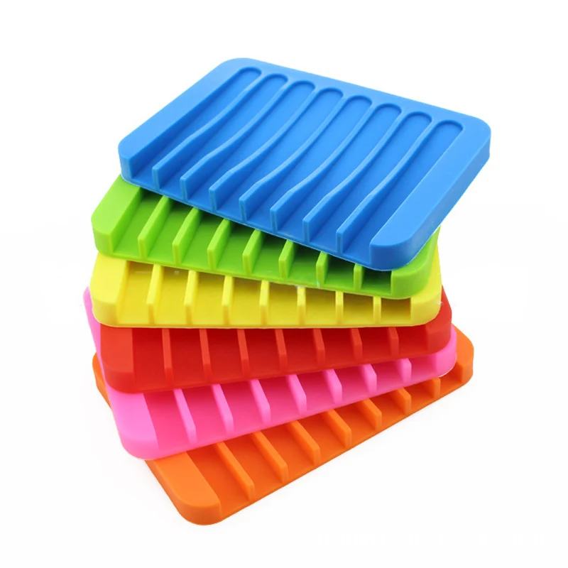 

Non Slip Soap Dishes Tray Silicone Soapbox Bathroom Hardware Plate Holder Flexible Kitchen Supplies Home Fixtures