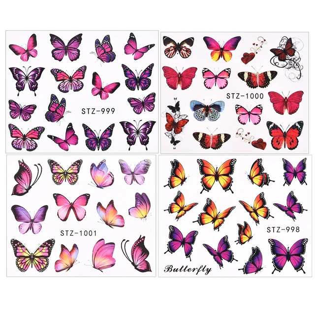 1Pcs Water Nail Decal and Sticker Flower Leaf Tree Green Simple Summer DIY Slider for Manicure Nail Art Watermark Manicure Decor 4Pcs TA622-625