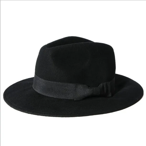 

2019 Spring Summer New Style Women's Bow Wool Woolen Hat Europe And America Men's Gentleman Large Brimmed Ceremony Hat Wholesale