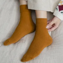 5 пар женских повседневных носков с героями мультфильмов kawaii Женские носочки хлопковые носки средней длины однотонные женские теплые носки с отворотами