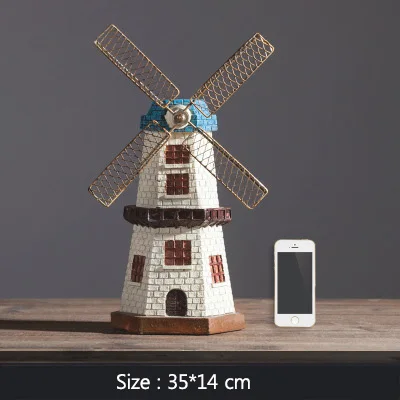 Windmill-Blue Strongwell статуя в американском ретро стиле, модель для рабочего стола, декоративная статуэтка, винный стеллаж, винтажный домашний декор, художественное оформление, украшение для дома - Цвет: Windmill-Blue