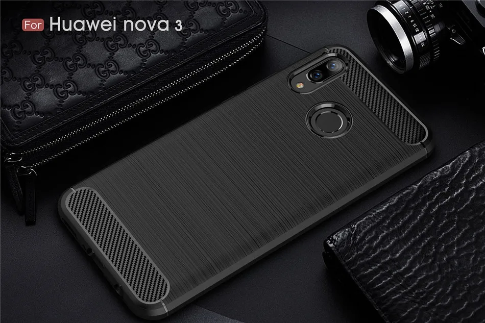 Ốp Lưng Dẻo Silicone Huawei Nova 3 3i Nova 3E Chống Sốc Trang Bị Sợi Carbon Mềm Điện Thoại TPU Dành Cho Huawei Nova 3i Ốp Lưng huawei silicone case