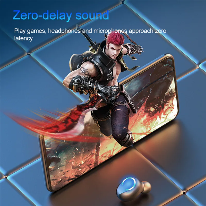 Hi Fi игровые беспроводные наушники Bluetooth 5 0 TWS со светодиодный ным дисплеем CVC8.0