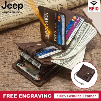 

Genuine leather RFID vintage wallet men with coin pocket short wallets small hasp zipper walet with card holders man purse