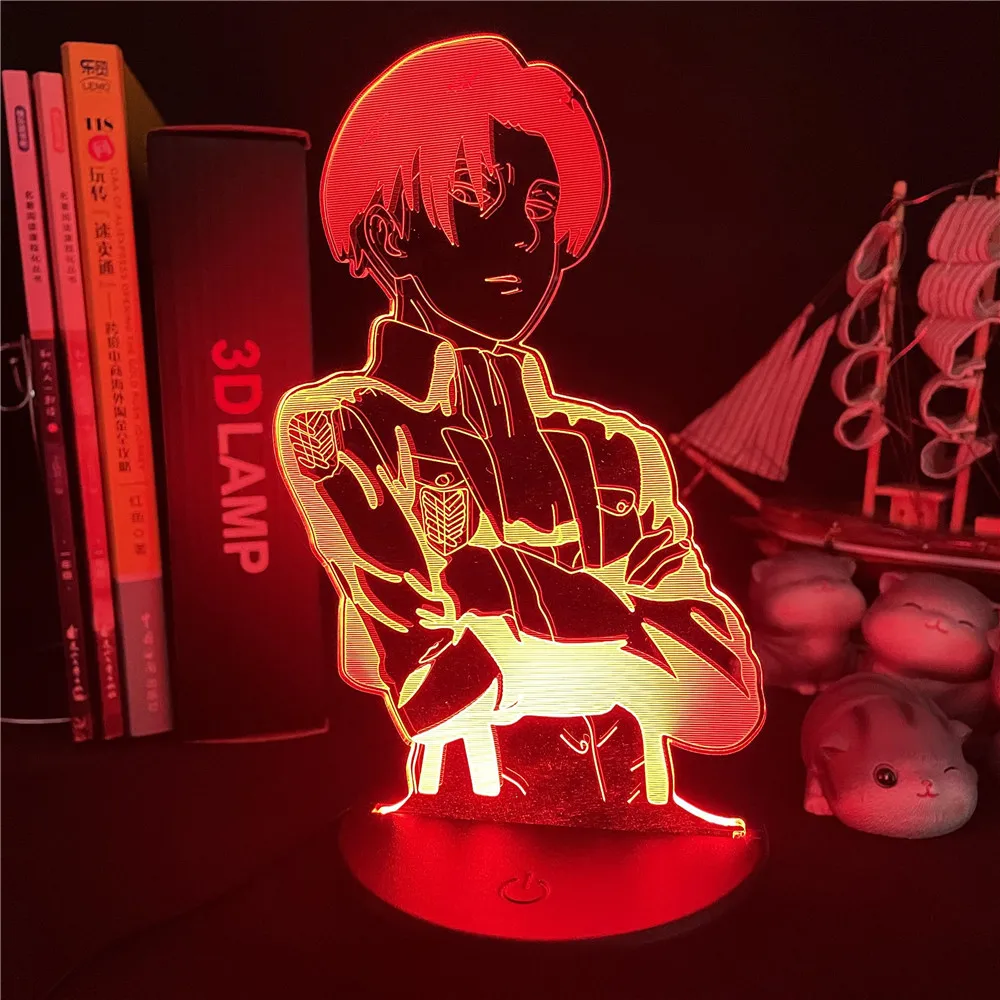 Ataque em Titã para Casa Decoração do Quarto Lâmpada de Mesa Acrílico Anime Legal Criança Presente Capitão Levi Ackerman Figura Noite Luz 6 Computers & Electronics