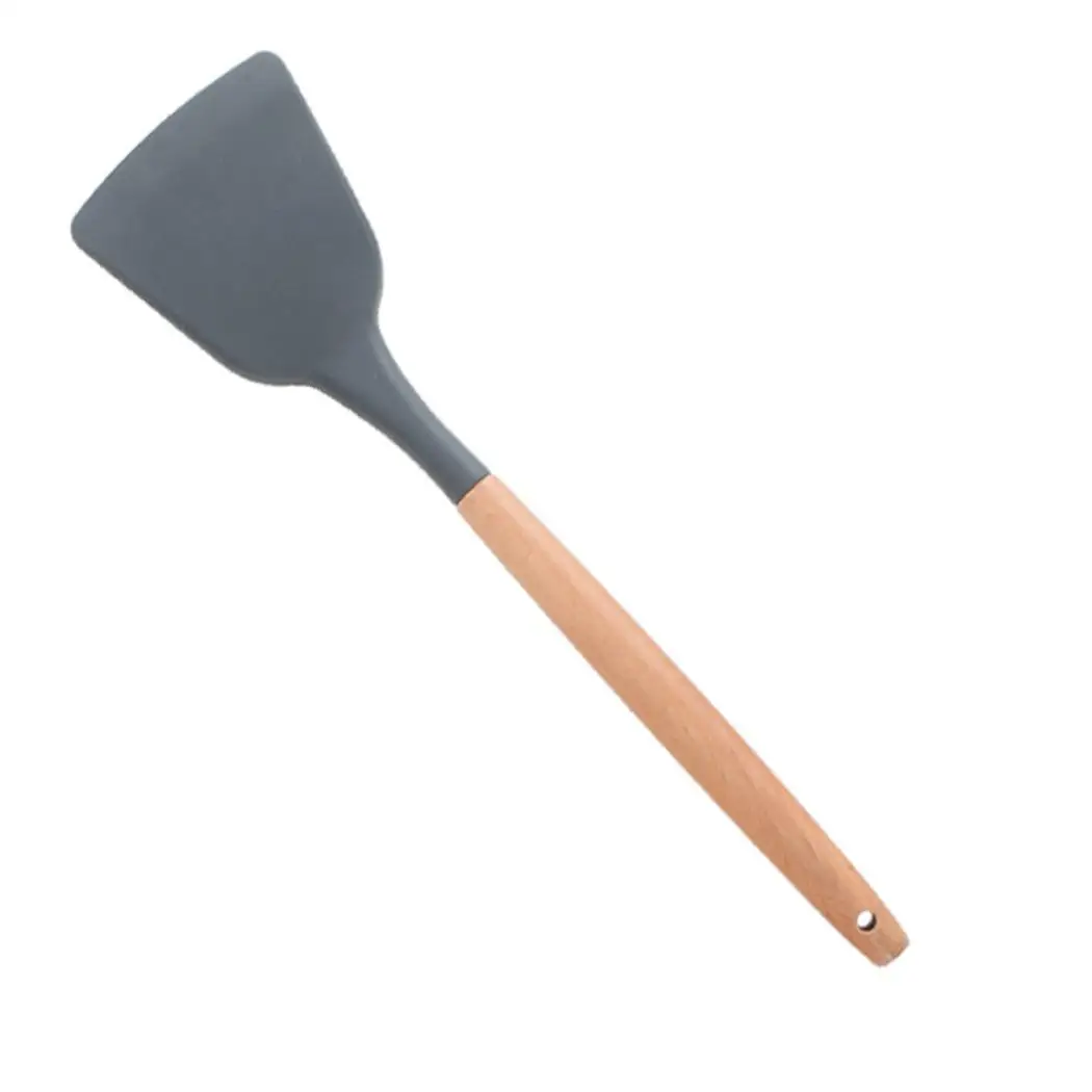 Силиконовая кухонная утварь кухонные инструменты Кухонная утварь с деревянной ручкой - Цвет: spatula