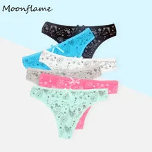 Moonflme, 5 шт./лот, женское нижнее белье, 6 цветов, сексуальные стринги с принтом, хлопковые стринги, M, L, XL, 87339 Moonflme, 5 шт./лот, женское нижнее белье, 6 цветов, сексуальные стринги с принтом, хлопковые стринги, M, L, XL, 87339