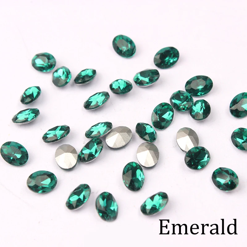 Emerald 30 шт Разноцветные стеклянные кристаллы, Стразы 3D овальные камни для дизайна ногтей украшения страз полировка Шарм Дизайн Аксессуары Ювелирные изделия - Цвет: Emerald