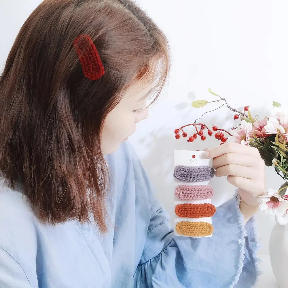 

Winter Cute Warm Wool Knitting BB Hair Clips Barrette Accessories For Women Girls Hairpins Headwear