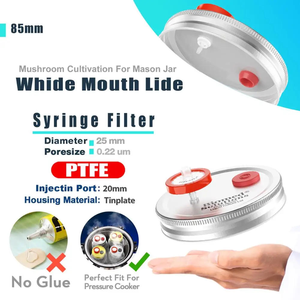 Liquid Culture Lids 6pcs NEW-Autoclavable Wide Mouth Jar Lids with Heavy Duty Injection Port For Mushroom Cultivation Mushroom Cultivation Lids