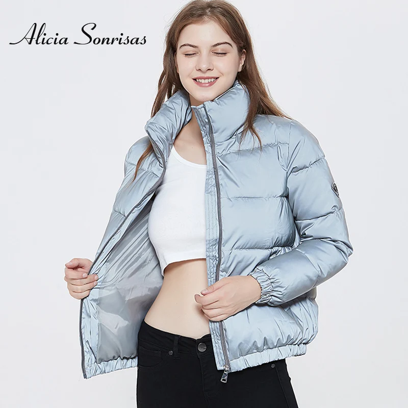 Puffer Jackets Coat Streetwear Reflective Women Winter Warm Night No AS262 Loose Fluorescent