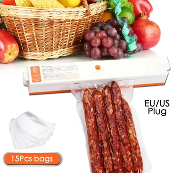 

220V Household Vacuum Sealer Packer Packaging Machine Film Sealer Vacuum Packer Food Vacuum Sealer Including 15Pcs Bags