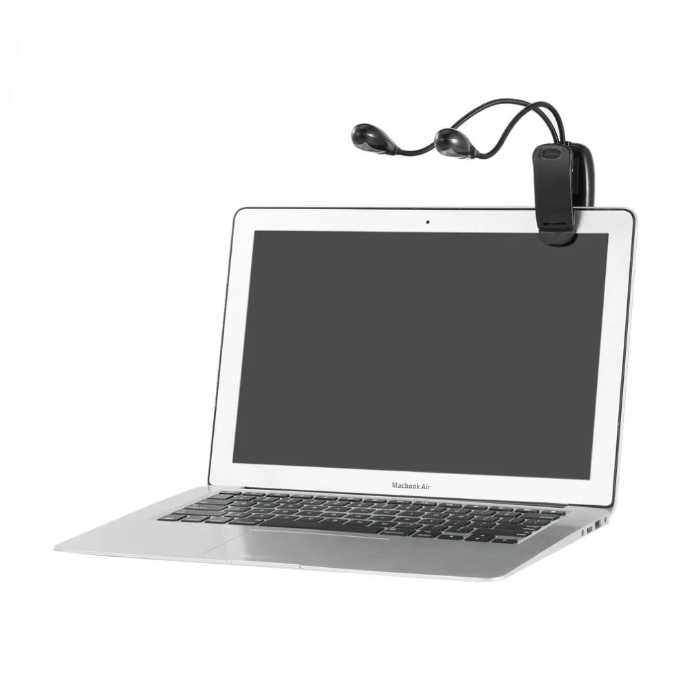 Colli di cigno regolabili 2 doppi bracci flessibili 4 LED Lampada con clip per leggio per pianoforte Libro_voghion.com
