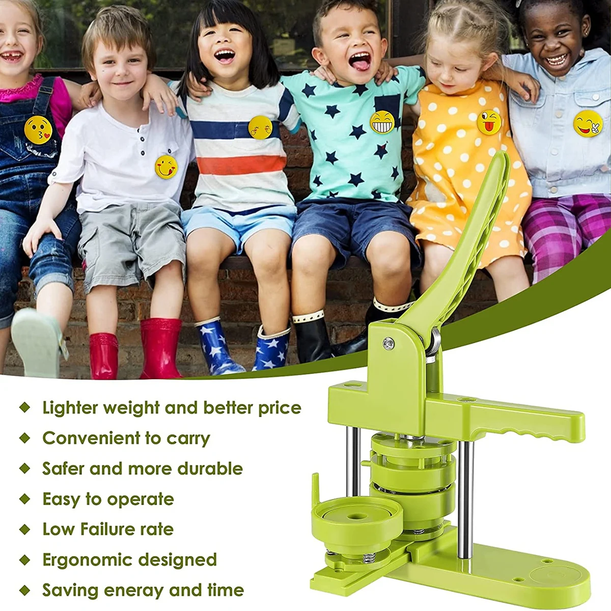 Badge Button Maker Machine 25-58MM DIY Pin Badges Set with 100-500Pcs Button Parts+Circle Cutter+Mold, Badge Press Maker Machine