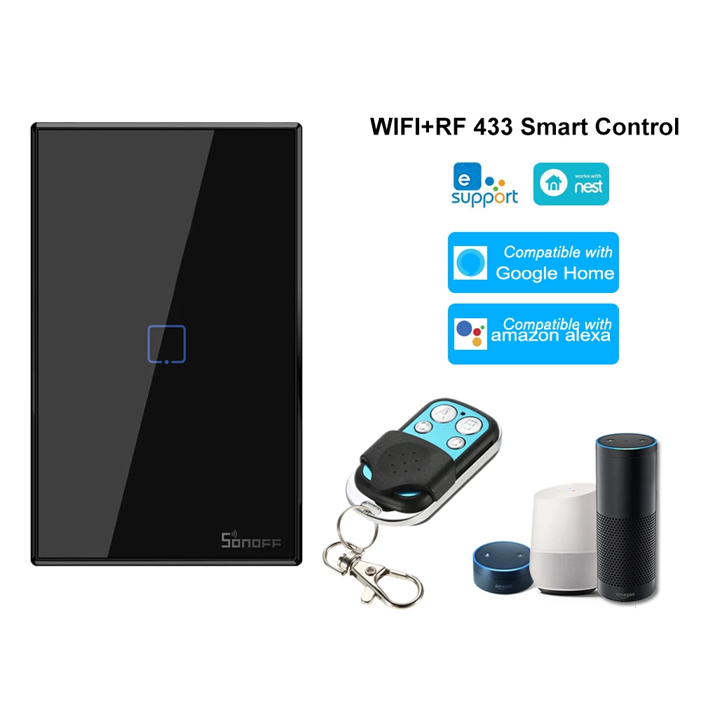 Интеллектуальный выключатель света SONOFF T3US/UK Smart Wi Fi настенный светильник