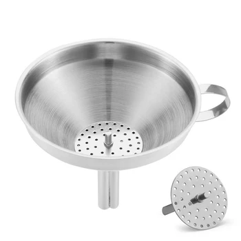 

Stainless Steel Kitchen Funnel with Detachable Filter for Transporting Liquids& Fluid, Adding Ingredients Jams and Marmalades to