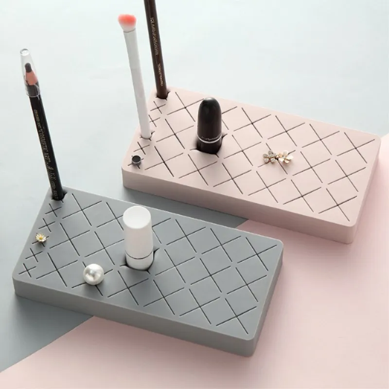 18 Grids Silicone Lipstick Storage Rack Nordic Desktop Jewelry Makeup Cosmetics Organizer Eyebrow Pencil Lip Stick Box | Дом и сад
