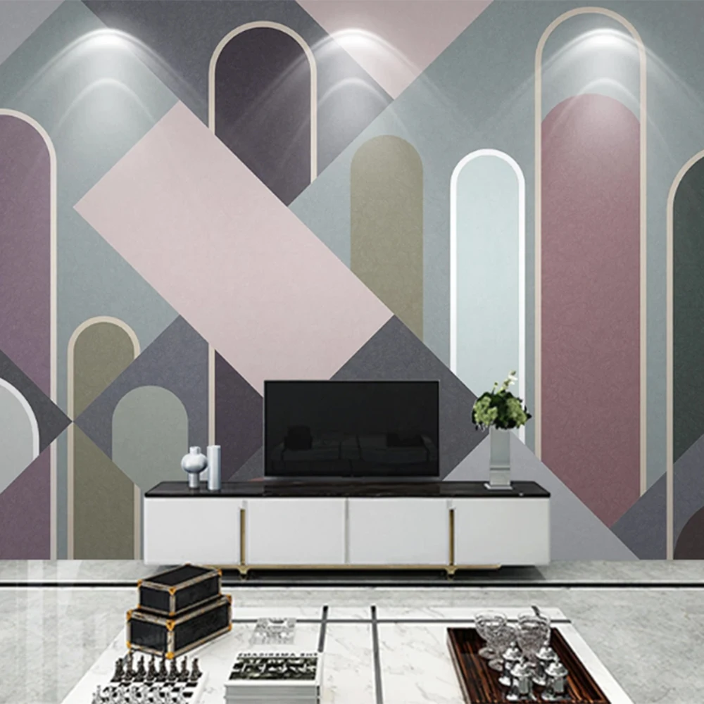 Custom Size Modern Minimalist Light Wallpaper Luxury Abstract Geometric Wall Art Murals For TV Background Room &amp Home Decoration |