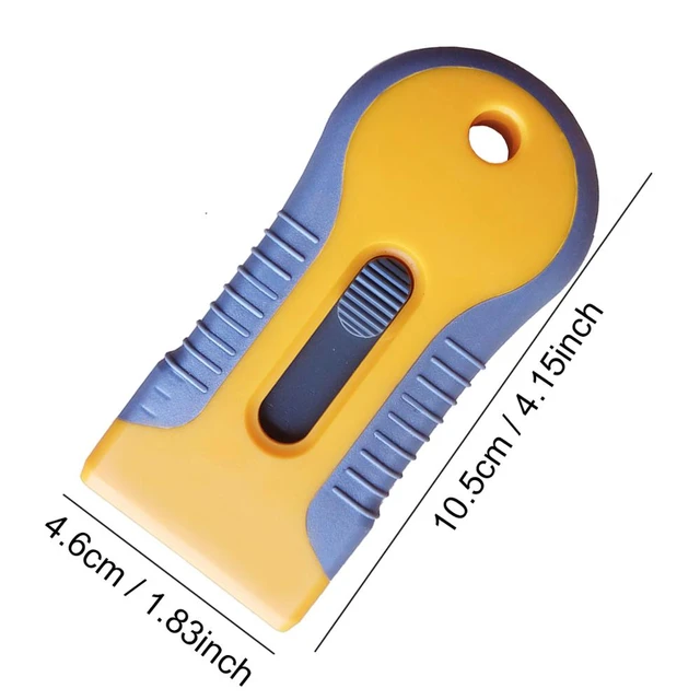 1pc Yellow Plastic Scraper Automotive Glue Removal Tool, Glass Cleaning Tool,  Retractable Multifunctional Film Sticker Scraper Tool