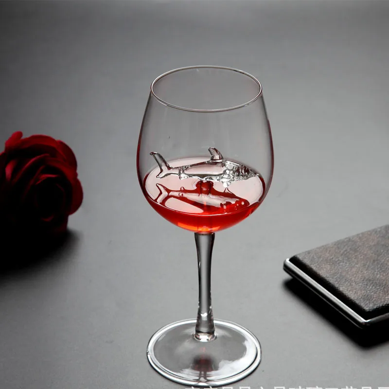 

300ML Crystal Glass Cup Shark Red Wine Glass Wine Bottle Glasses High Heel Shark Cups For Wedding Party Christmas Birthday Gift