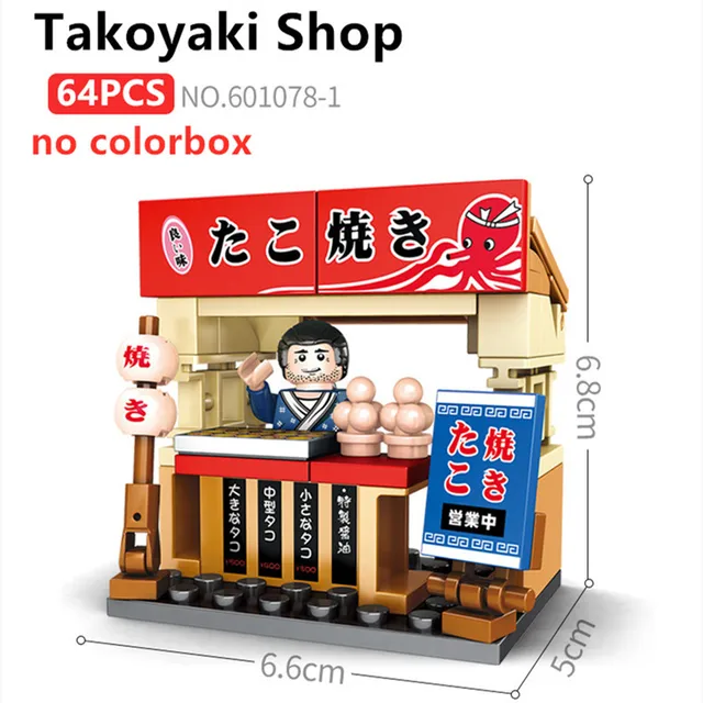 SEMBO Blocks Mini City Street Food Sushi Shop Store MOC Building Blocks Kids Educational Toys for Girl Boy Gift Juguetes Bloques Takoyaki-nobox