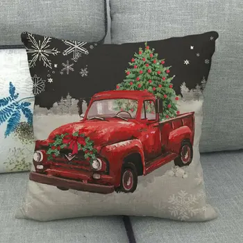 

Hand Red Truck Christmas Tree Cushion Cover And Sofa Pillow Case Home Decorative Pillow Cover 45cm*45cm