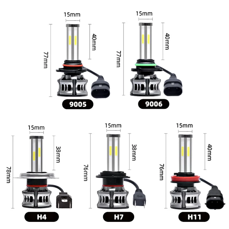 6 сторонних Автомобильных Фар H4 H7 светодиодный фонарь CSP HB3 9005 HB4 Luces светодиодный фонарь для автомобильных фар мотоцикла H11 3000K 6000K 8000K