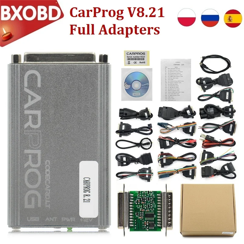 Онлайн CarProg V10.93/V8.21 полный адаптер CARPROG 8 21 OBD2 ремонт автомобиля программатор V10.93 ECU