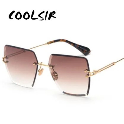 Женские квадратные солнцезащитные очки без оправы COOLSIR металлические