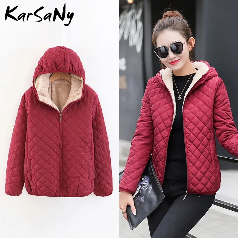 Cena KarSaNy krótka bluza z kapturem aksamitna kurtka zimowa damska kurtki typu basic płaszcz damski aksamitna ciepła kurtka polarowa z kapturem damska znosić