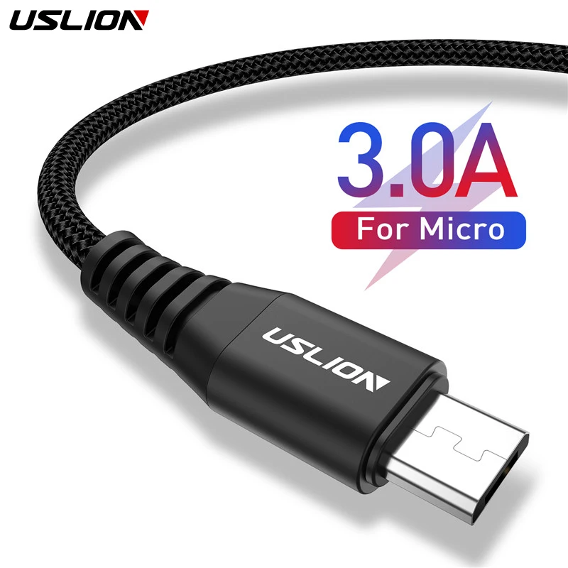 

USLION 3A Micro USB Cable Mobile Phone Data Cable Fast Charging Android Devices For Samsung S6 S7 For Xiaomi Redmi Note 5 Pro