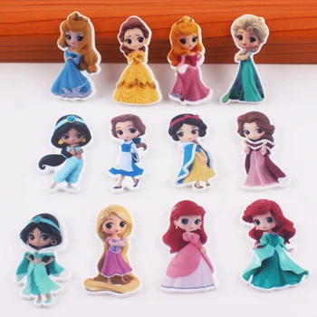 

60pcs 12 Styles Mix 35MM High Cartoon Princess Girl Flatback Planar Resin Cabochon DIY Craft Embellishments for Hair Bow Centers
