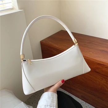 

Fashion Leather Underarm Shoulder Bag Baguette Women's Bag Luxury Hand Bags Women 2020 Purses and Handbags Women Bags Designer