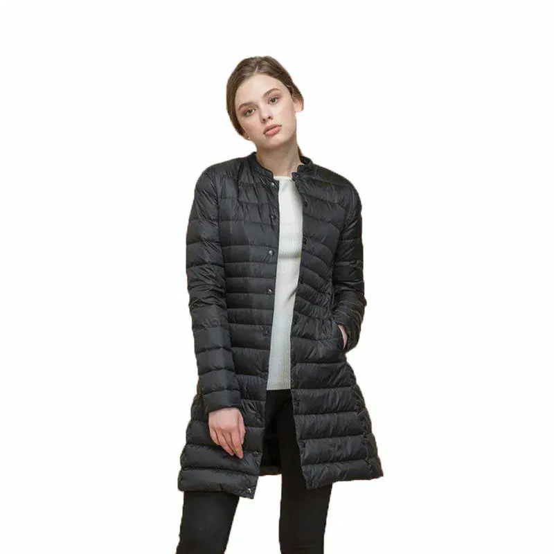 

ZOGAA Woman Spring Padded Warm Coat Ultra Light Duck Down Jacket Long Overcoat Slim Solid Jackets Portable Parkas jacket
