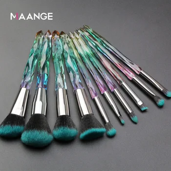 

AANGE 10 Pcs Diamond Makeup Brush Set Professional Cosmetic Powder Foundation Eyebrow Eye Shadow Lip Blush Makeup Brushes Kit