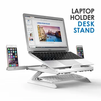 

9 Angle Adjusted Laptop Holder with 2 Phone Holders Multifunction Desktop Stand for 12-17inch Laptop Tablet Foldable Lapdesk